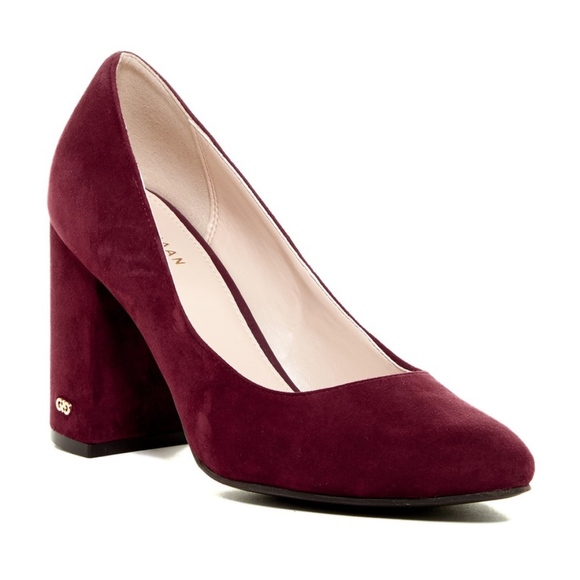 Cole Haan Shoes - Cole Haan Alanna II Burgundy Suede Chunky Pumps